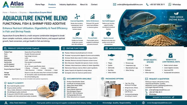 Aquaculture Enzyme Blend feed additive visual