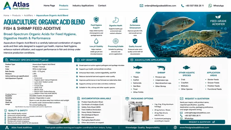 Aquaculture Organic Acid Blend feed additive visual