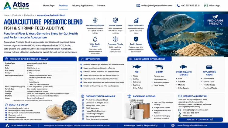 Aquaculture Prebiotic Blend feed additive visual