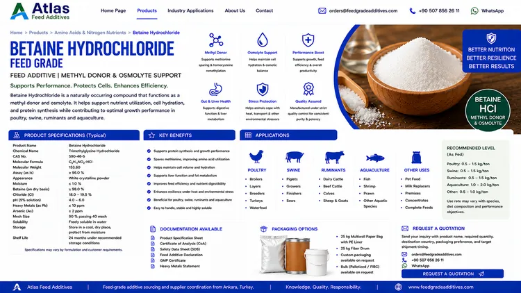 Betaine Hydrochloride feed additive visual
