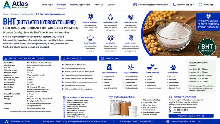BHT feed additive visual