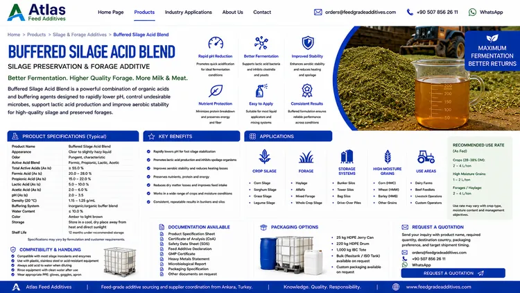 Buffered Silage Acid Blend feed additive visual