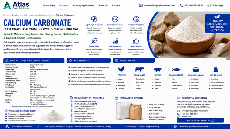 Calcium Carbonate feed additive visual