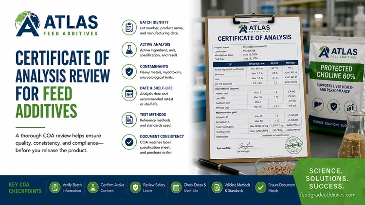 Certificate of Analysis Review for Feed Additives visual