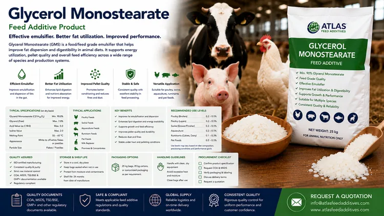 Glycerol Monostearate feed additive visual